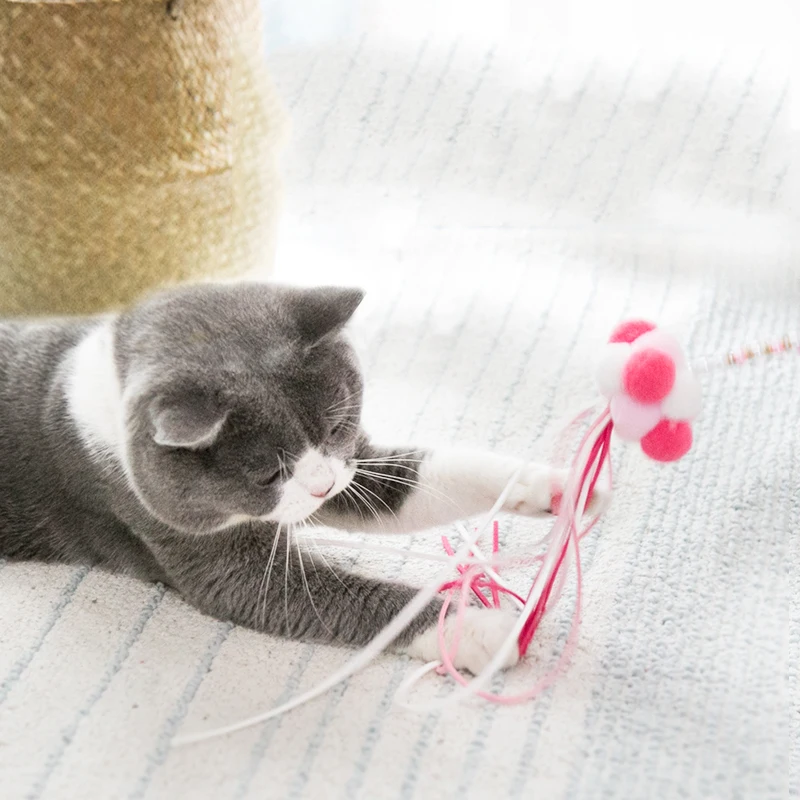 
Pet Accessories Silk Feather Cat Teasing Wand Interactive Cat Teaser Toy Stick for Cats 