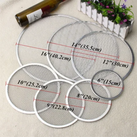 Round Aluminum Thicken 6-14 Inch Pizza Mesh, Non-stick Metal Net  Baking Tray Seamless Pizza Bakeware Kitchen Tools