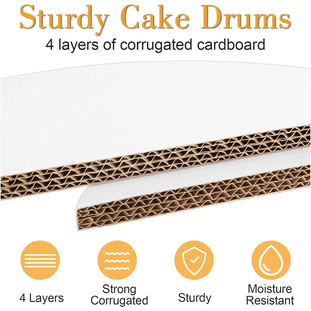 Custom Size 2-12mm Thickness Round Square Cake Drum Corrugated Cake Board