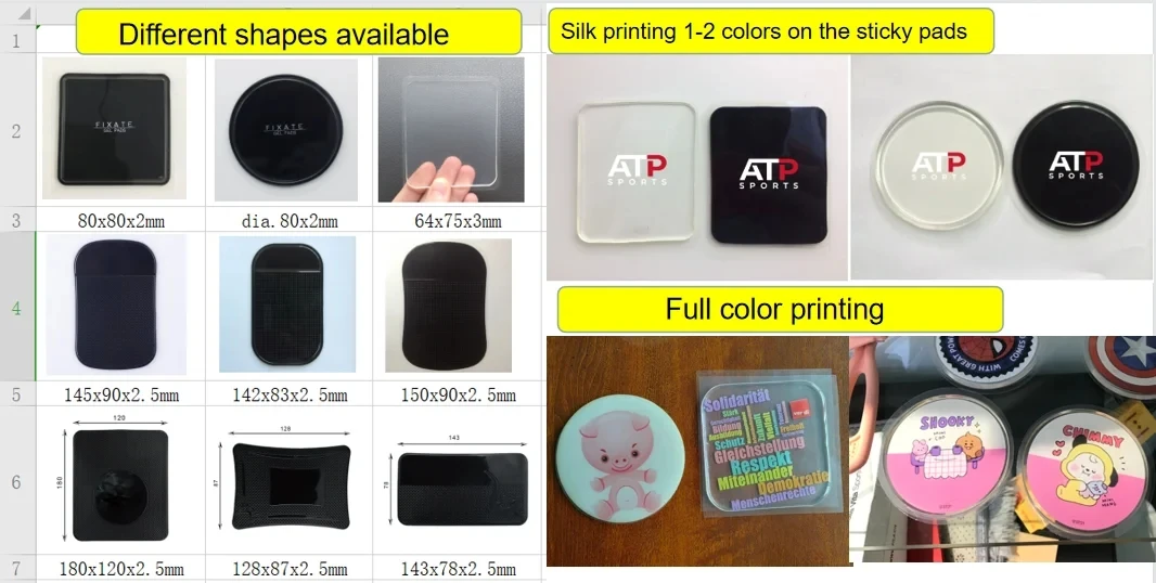 Pu Gel Anti Slip Mat Washable Reusable Silicone Nano Sticky Non Slip Phone Holder Pad Car Dashboard Anti-slip Rubber Pad