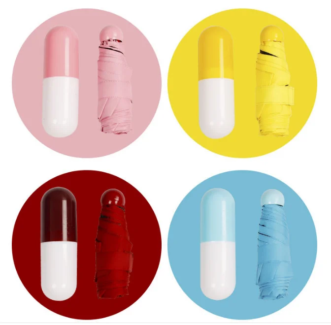 19 inch 6 panels hot sale 5 folding capsule umbrella mini umbrella with UV coating