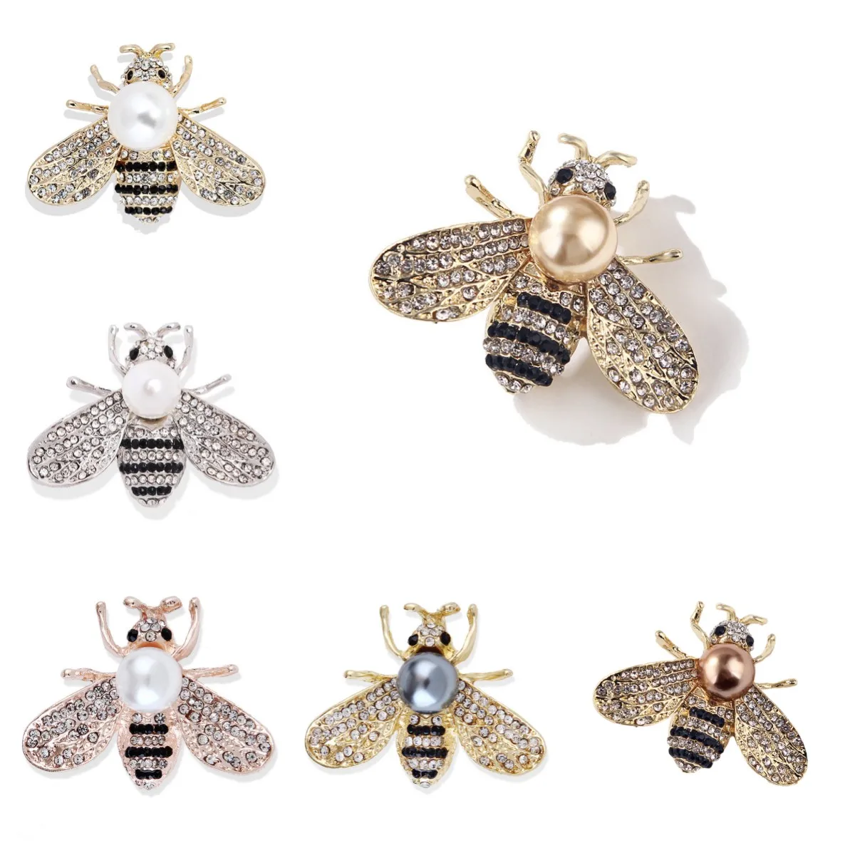Shirt Suit Accessories Brooches Pins Jewelry Pearl Diamond Animal Insect Honey Bee Rhinestone Brooch Crystal Insect Brooch
