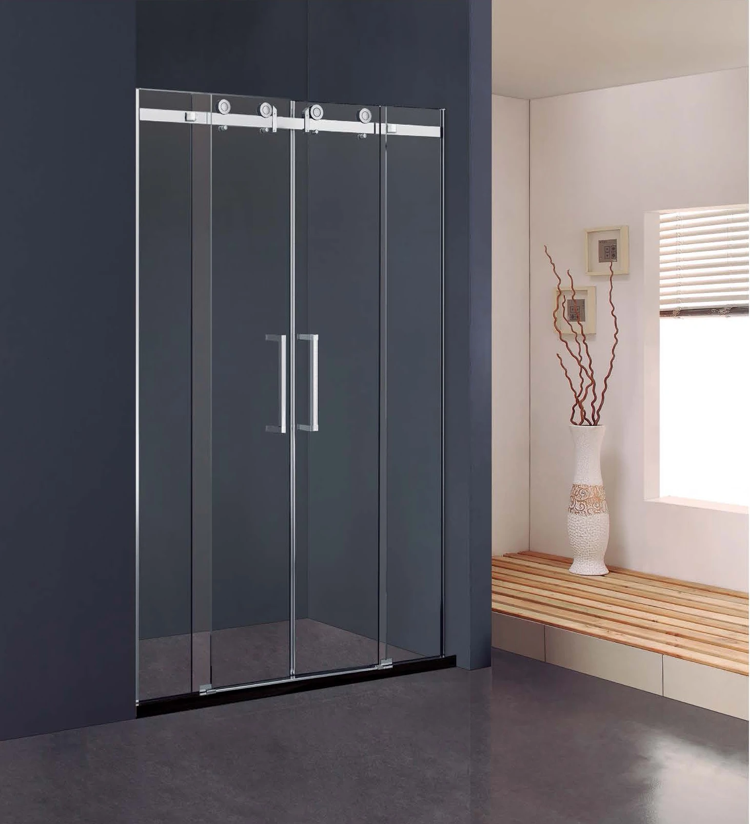 Simple Style Straight Tempered Glass Shower Screen Sliding Frameless Shower Door