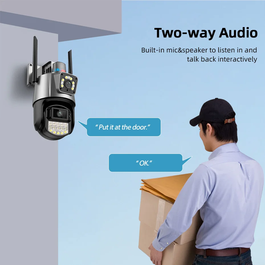KERUI ICSEE 6MP Dual Lens Network Camera PTZ IP WIFI Outdoor Camera Alarm Motion Tracking Surveillance System Outdoor Camera