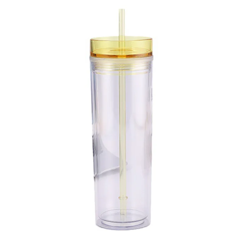 Wholesale luxury custom high quality wine acrylic clear double wall 24oz cold cup plastic tumblers with lid and straw