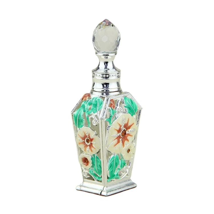 Essential Oil Bottle Wholesale Arabic Style Fancy Design Glass Dropper Metal Screen Printing Personal Care