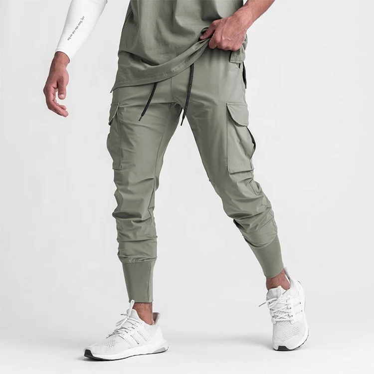 Wholesale custom logo 2 piece jogger set trackpants sports running jogging pants men cargo joggers