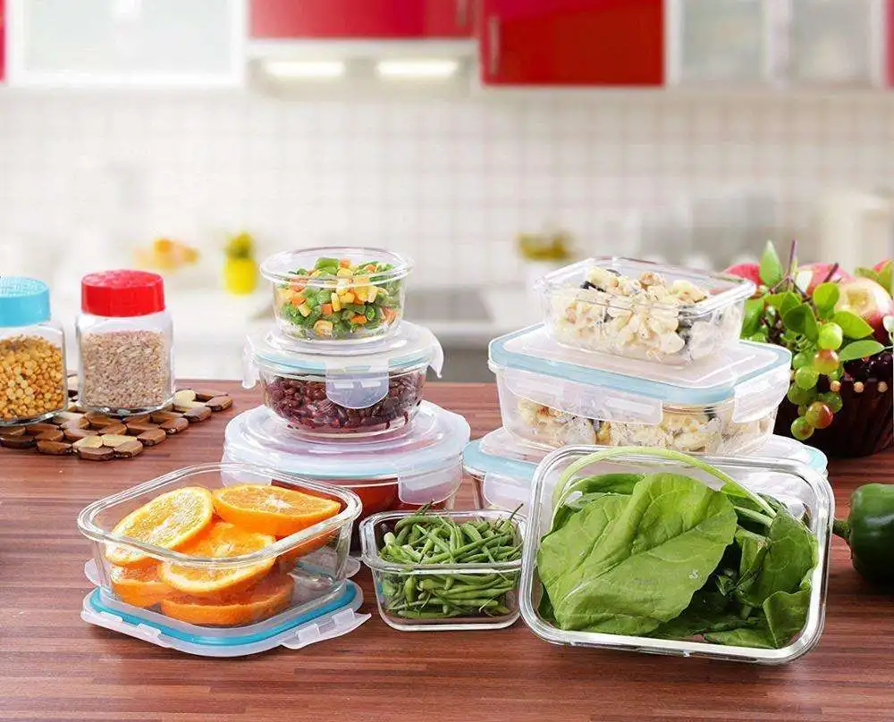 Контейнер для пищевых продуктов оптовая продажа кухни из боросиликатного стекла на заказ многофункциональные кухонные товары хранения 3-5 дней