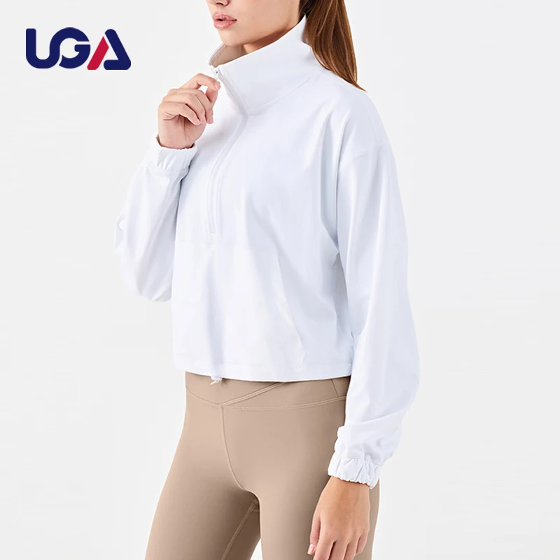 High Elastic Ladies Activewear Running Stand Collar Thick Sports Jacket Womens Solid Autumn Outdoor Zip Up Yoga Top Jacket