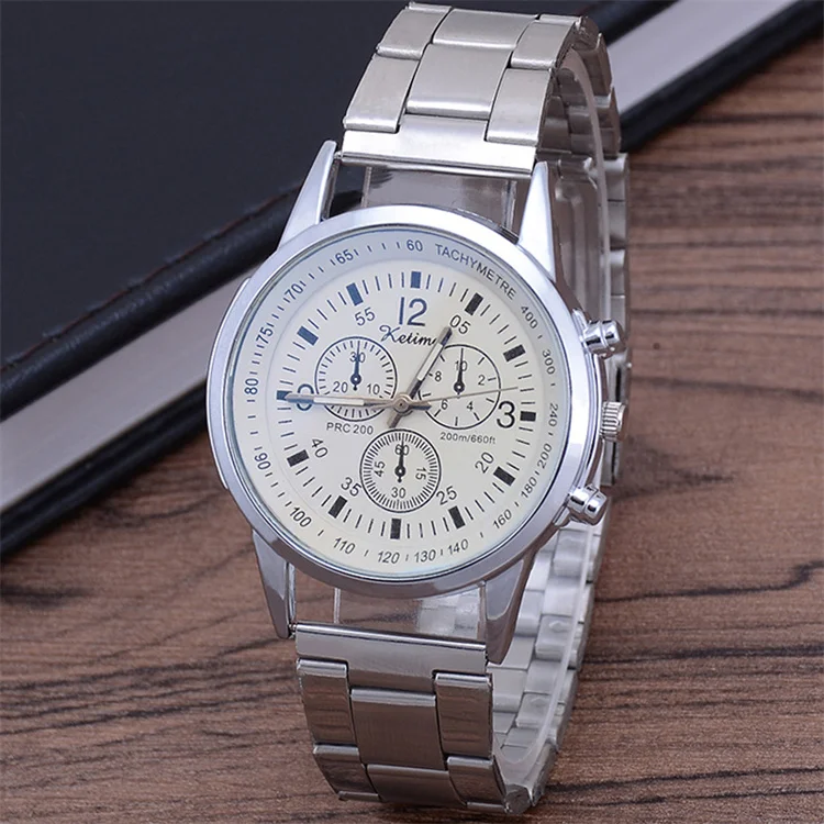 Прямые продажи с фабрики, черные и синие стеклянные часы с ремешком из нержавеющей стали, модный трендовый взрывобезопасный подарок, мужские часы, оптовая продажа