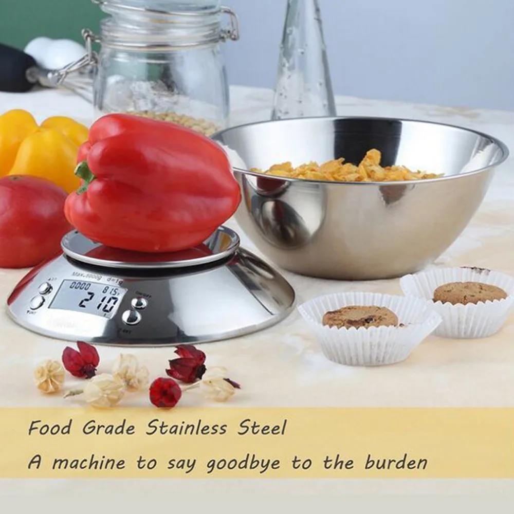 Design of Stainless Steel Cooking Kitchen Scale Food Scale 5kg/1g Digital Kitchen Scale