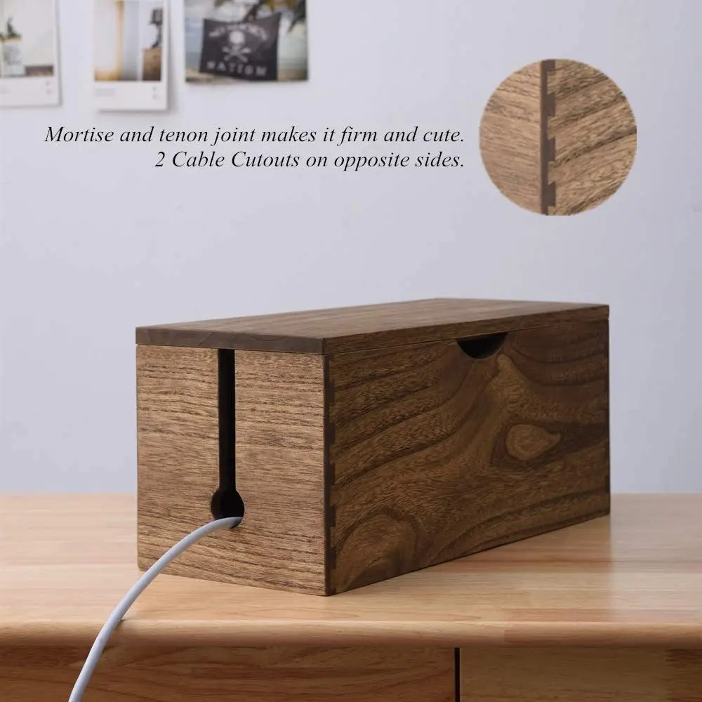 Custom Cord Management Box Wooden Cable Organizer Hide Power Strips Electrical Plugs