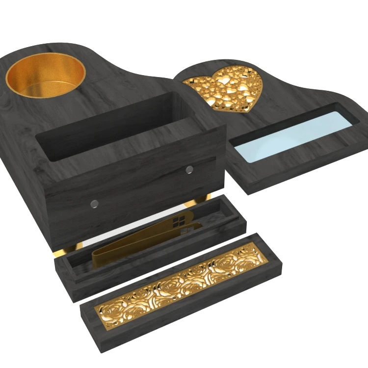 Wholesale high-quality new style metal wooden piano censer Charcoal burning  incense burner