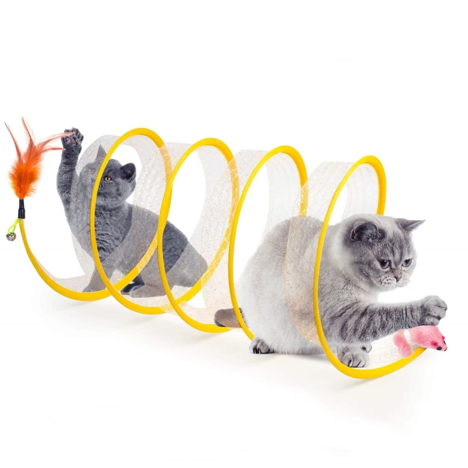 Wholesale Pet Interactive Channel Toy Foldable Spring Cat Toy Portable S-shaped Cat Playing Tunnel Toy