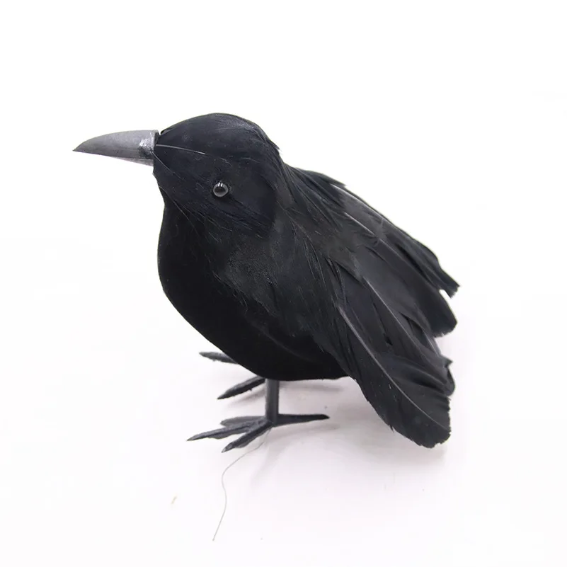 Simulation Black Crow Animal Model Artificial Crow Black Bird Raven Prop Scary Decoration for Party