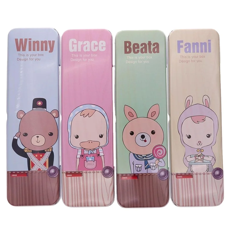 Fancy Custom Printed Metal Stationery Pen Pencil Tin Box pencil holder School pencil case
