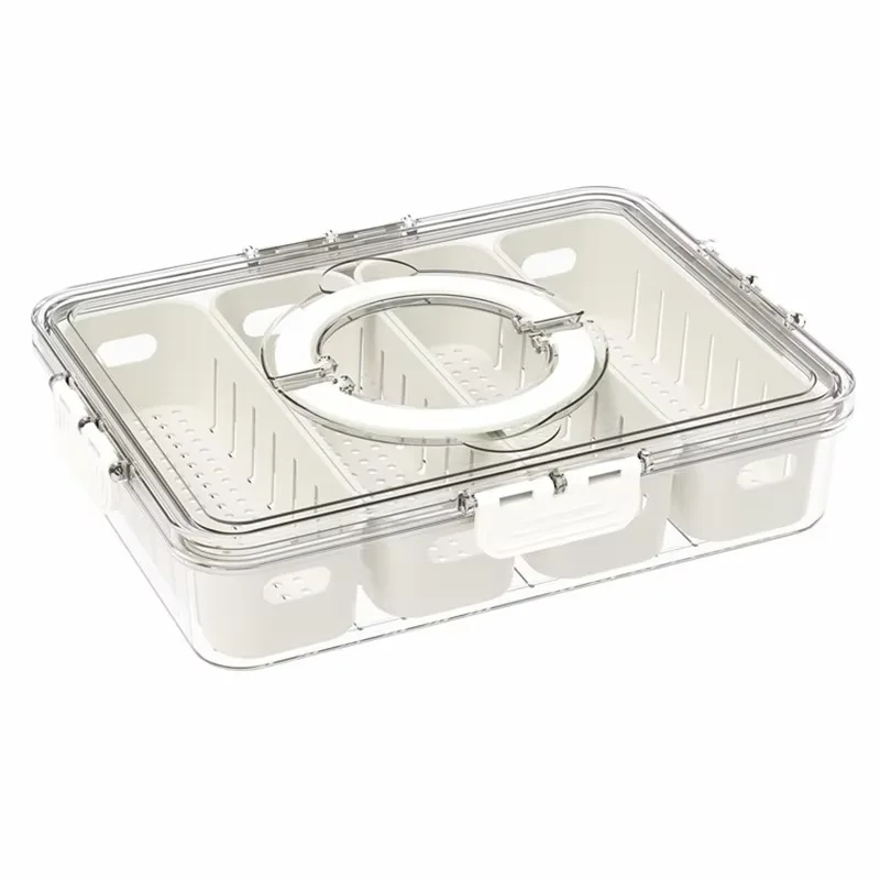 Dainty Wholesale Handle 8 Compartment Serving  kids plastic snack container with lid For Fruit Vegetable Salad
