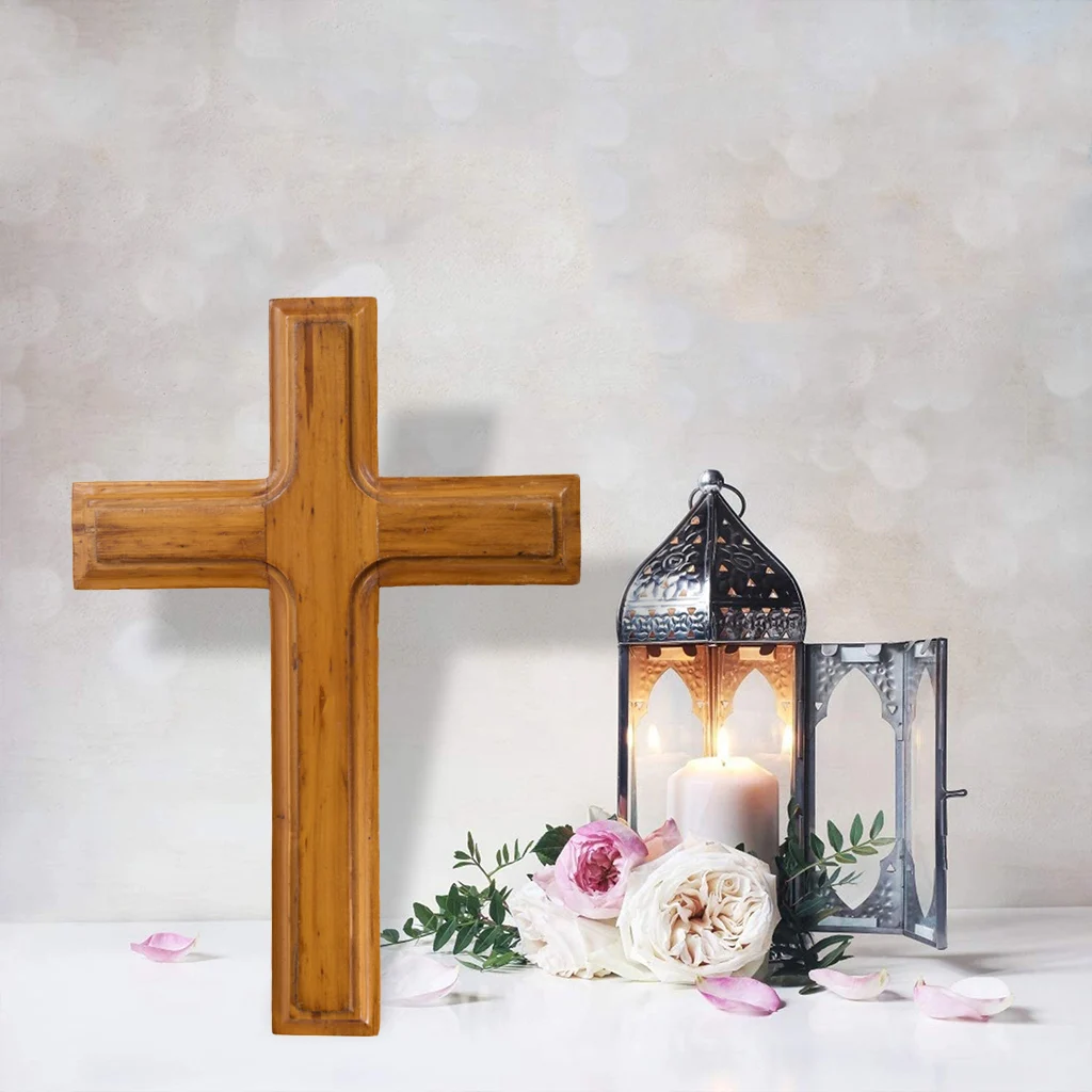 Wooden Cross Ornaments Christ Wall Hanging Table Cross for Home Chapel Church