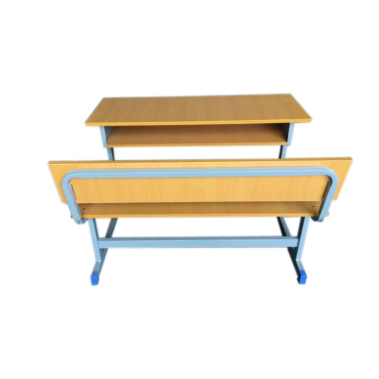 Two-person bench and school desk and chair