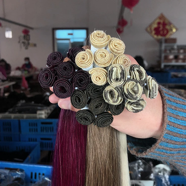 12A Raw Cambodian Human Hair Hand Tied Weft Thick Ends  Double Drawn Luxury Hand Tied Weft