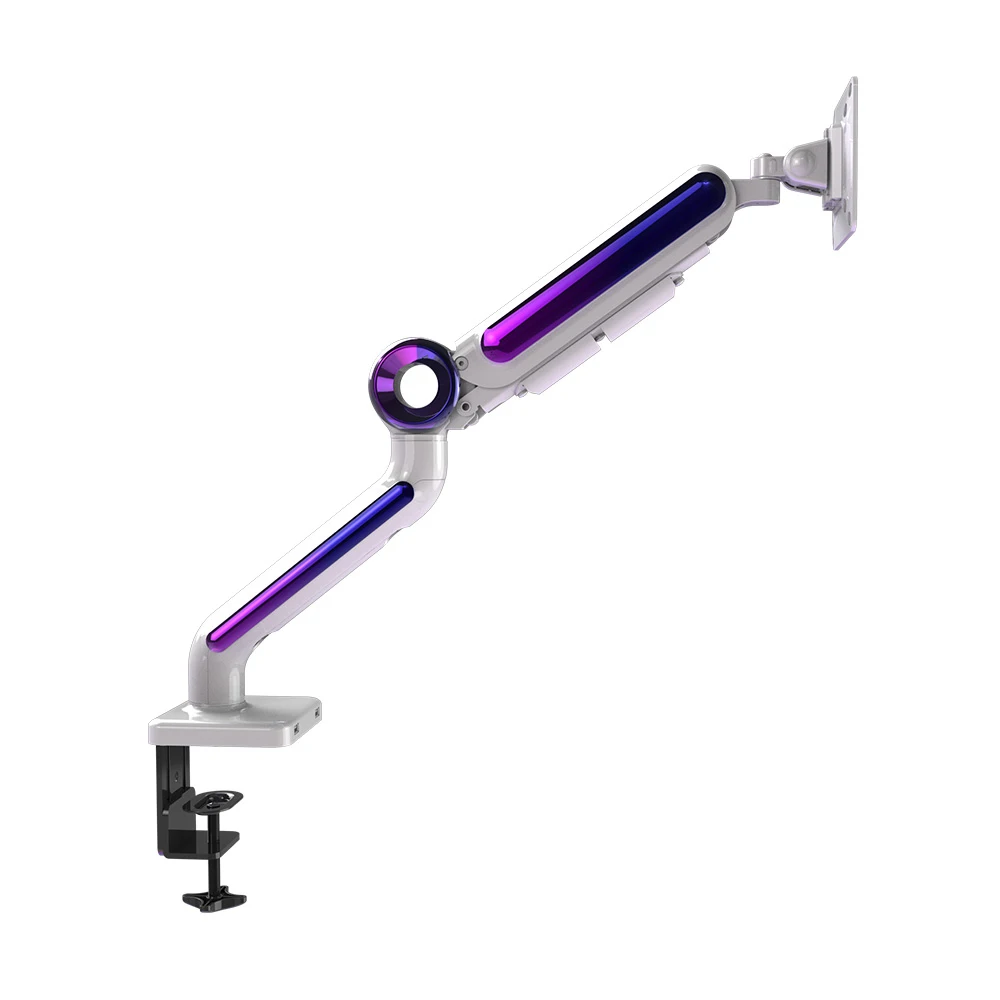 Aluminum Alloy White Game monitor stand for Computer Gas Spring Arm Monitor Mount stand