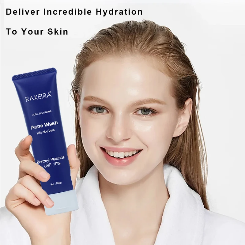 Private Label 10% Benzoyl Peroxide Anti Acne Whitening Face Wash Facial Cleanser For Oily Skin