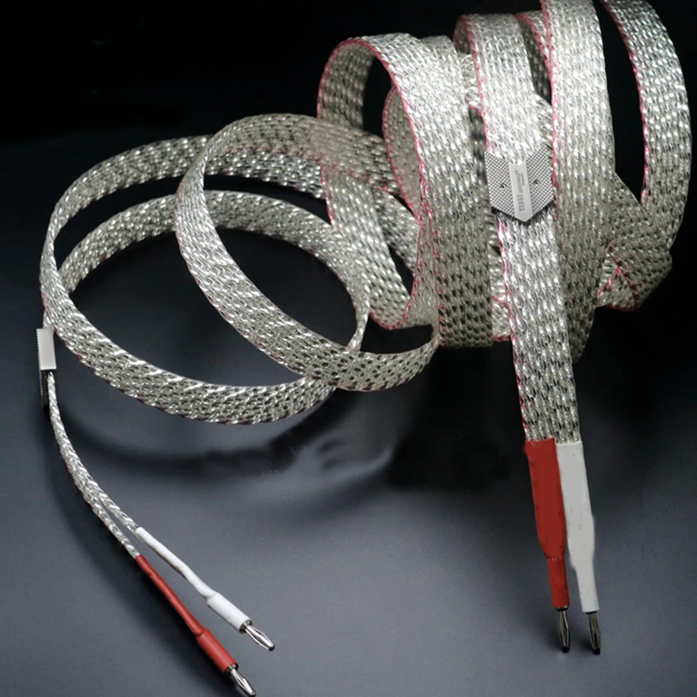 Hifi Speaker Cable Line SP-108FS YIVO Audio Original OD 25*3mm 8 Core Flat Copper Pure Silver Speaker Cord With Banana Plug