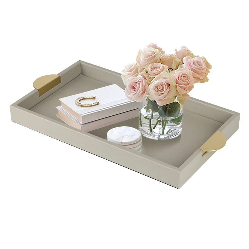 New Design Luxury Handles Trays Decorative Tray with Gold Handles for Living Room