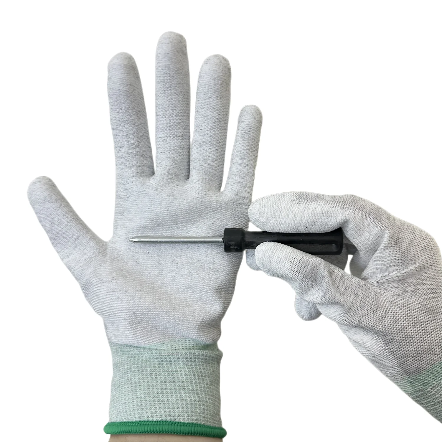 Electronic Work 13G Nylon Carbon Fiber PU Palm Coated Nylon Electrostatic ESD Gloves
