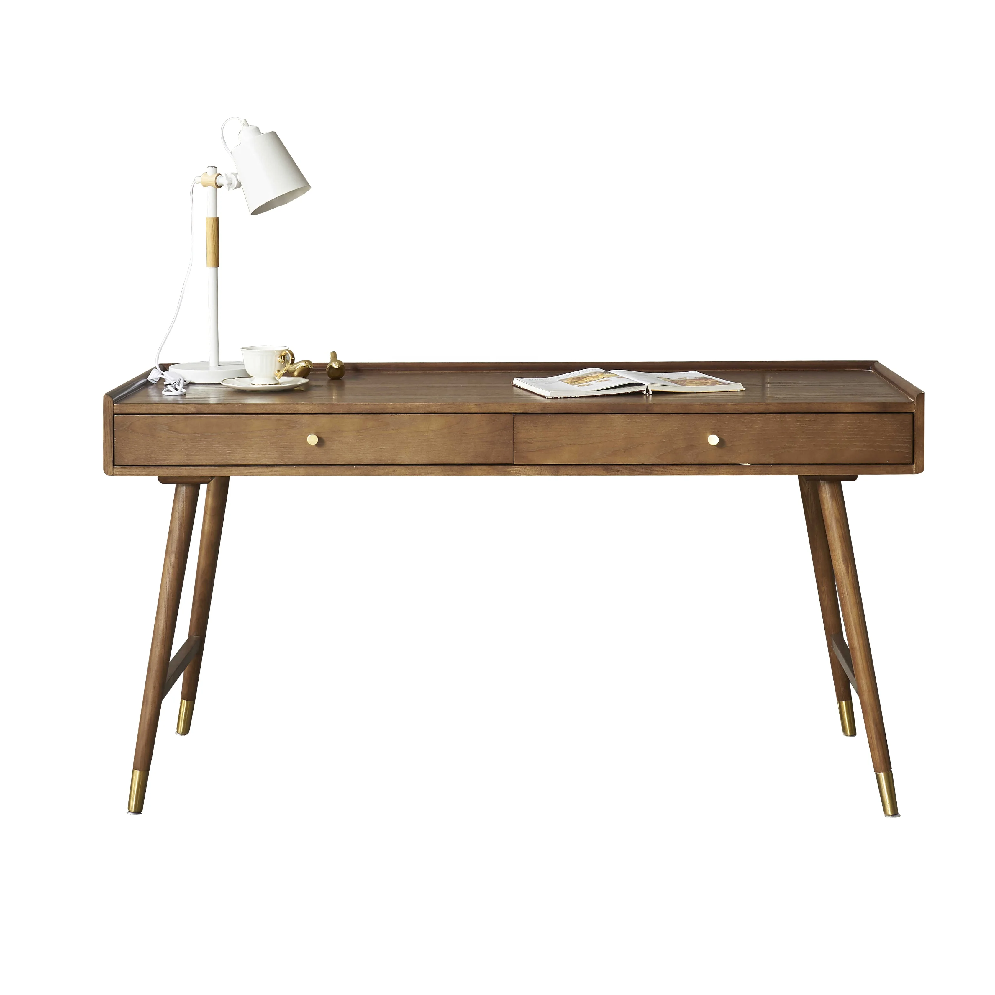 Fashion Computer Desk Office Home Use Bookshelf Combination Wood Classics Double Notebook Table