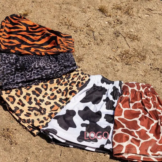 Camo Cheetah Sublimation Printed Custom Mens Athletic All Over Print Custom Designer 5 Inseam Heavyweight Gym Running Mesh Short
