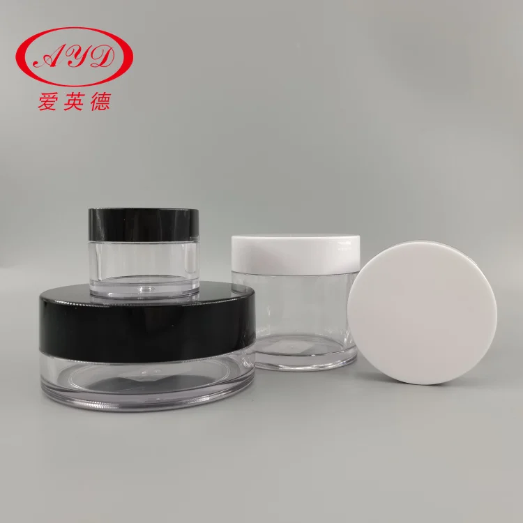 PETG Clear Plastic Cosmetic Jars With White Black Lid 10ml 15ml 30ml 50ml 100ml 120ml 200ml 250ml Hair Cream Container Sample