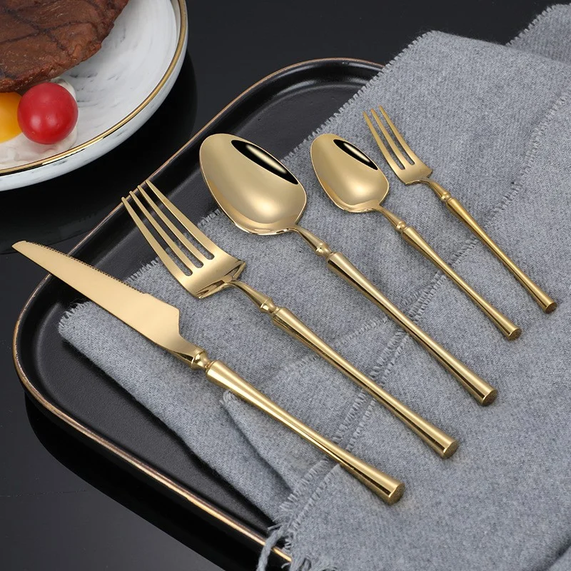 INS unique designer flatware set for wedding Korean flatware sets stainless steel full table cutlery Vintage gold plated cutlery