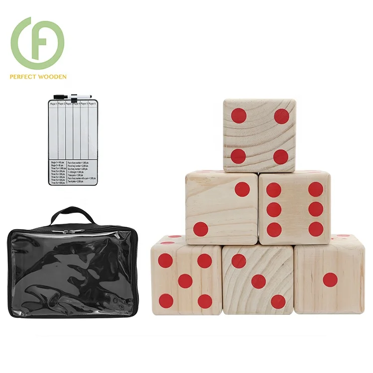 Wooden Dice Outdoor Game Set Customized Solid Wood For Children With Crate Scoreboard