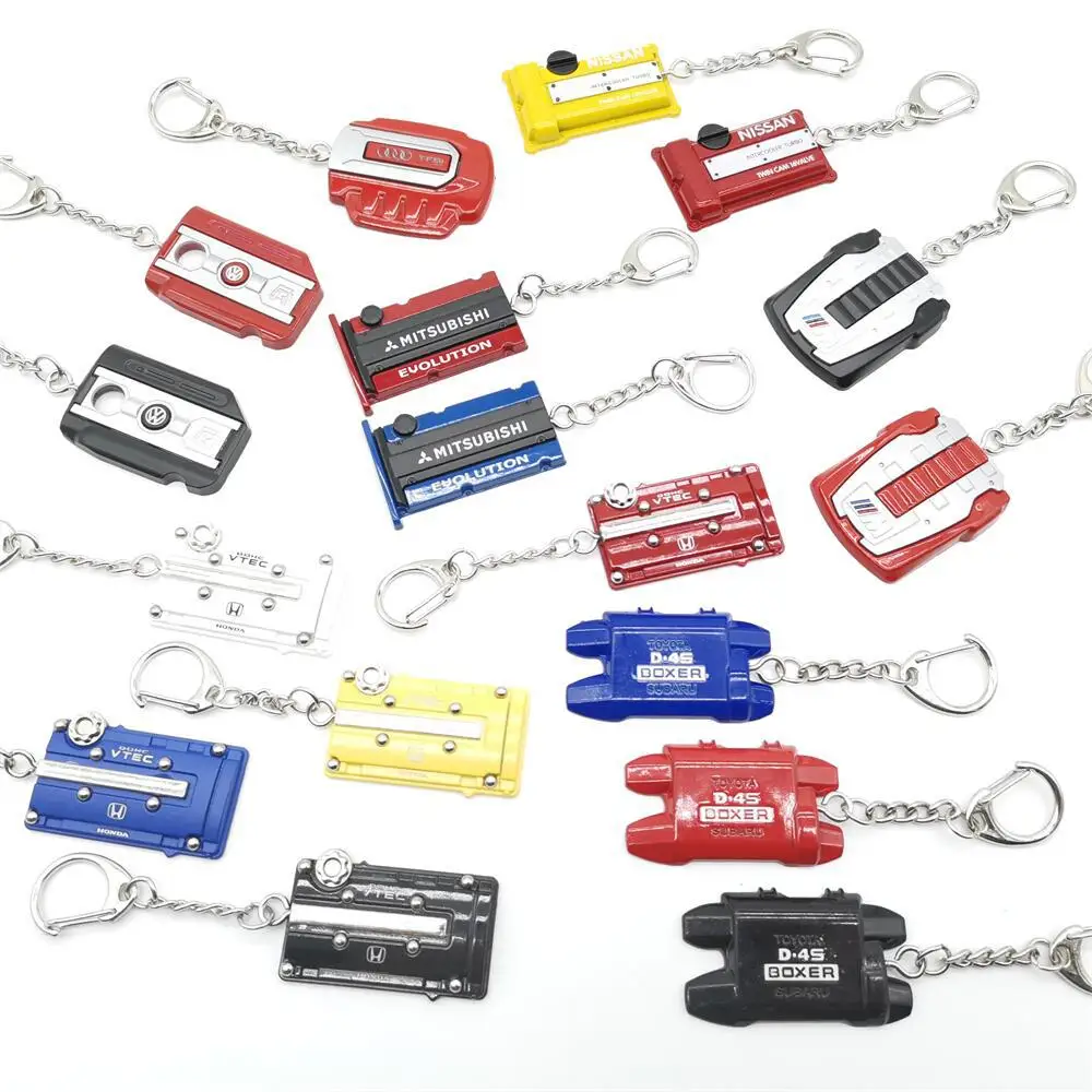 Automobile engine cover modeling simulation metal creative key chain forHonda Mitsubishi