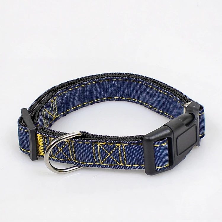 Wholesale Adjustable Strong Durable Nylon Cat Collars Pet Dog Denim Collar