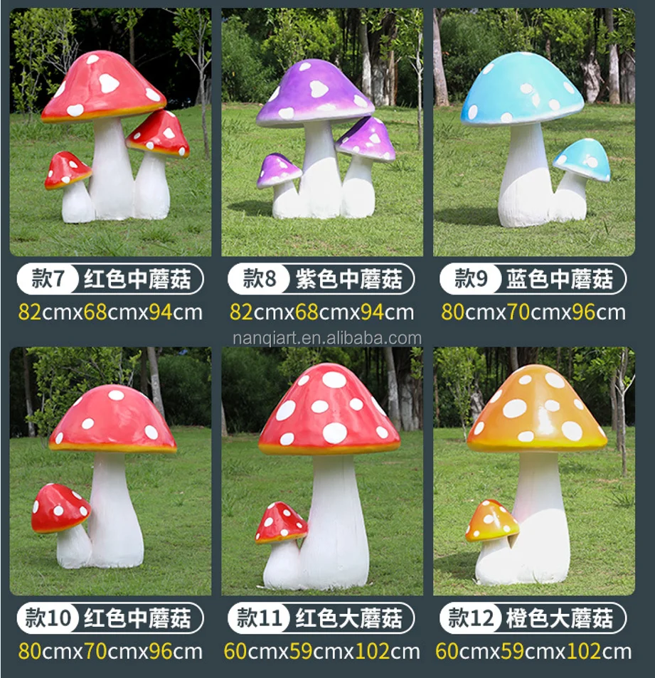 Custom Handmade Good Quality Fiberglass Resin Mushroom Model Sculpture Large Outdoor Statue For Garden Park Mushroom Props
