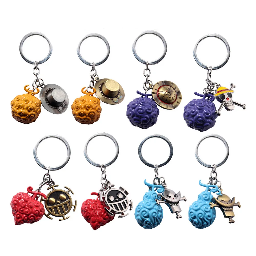 Anime Monkey D Luffy Keychain Anime Accessories Factory Direct Selling Metal Key Car Chains Keyring