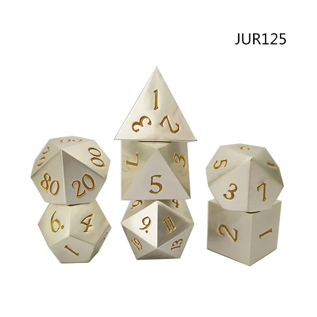 
Promotion gift sets silver reflective multicolor number fill gamle metal dice set polyhedral dice organizer 
