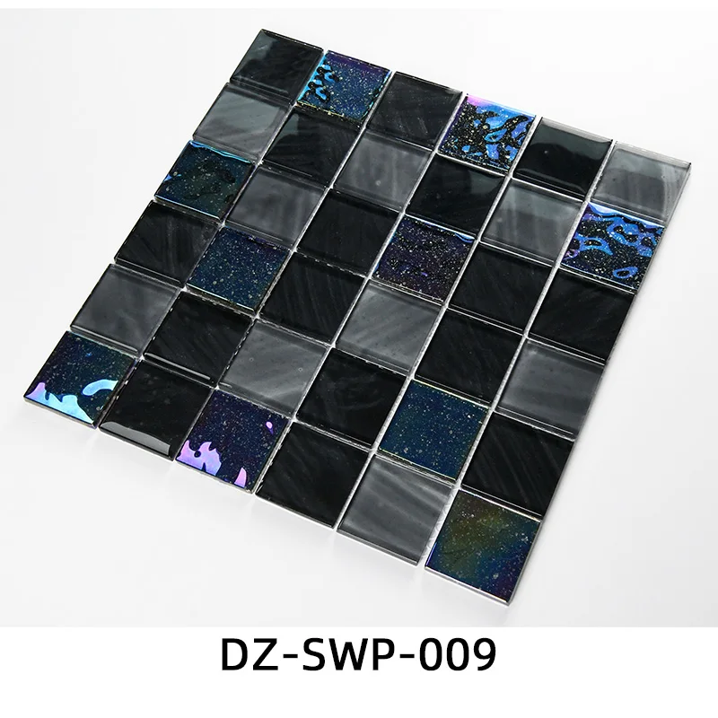 Custom Rainbow Mosaic Swimming pool Mosaic Swimming Pool Ceramic Tile Bathroom Crystal Black Mosaic Tiles With Varied Colors