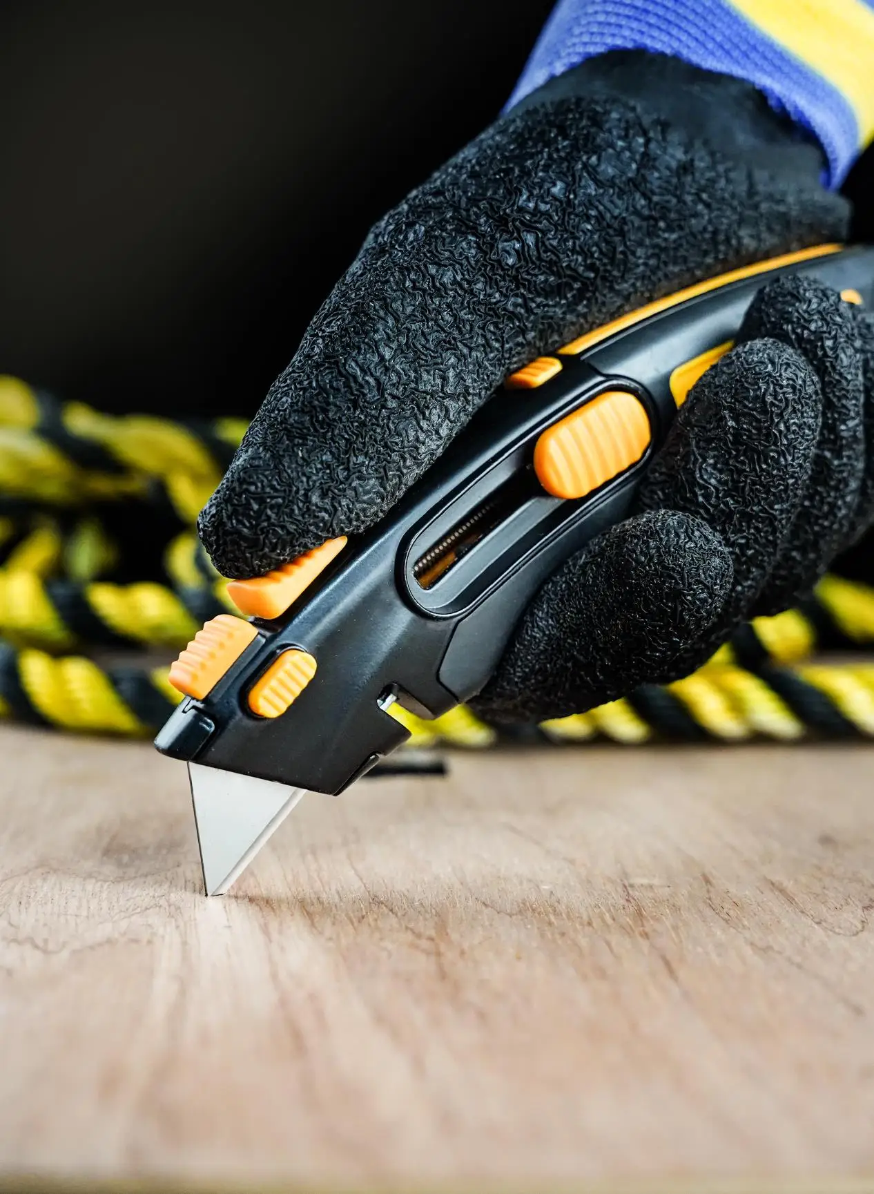 Heavy duty aluminum alloy handle TPR rubber muti-functional cutter knife utility  knife with trapezoid blade