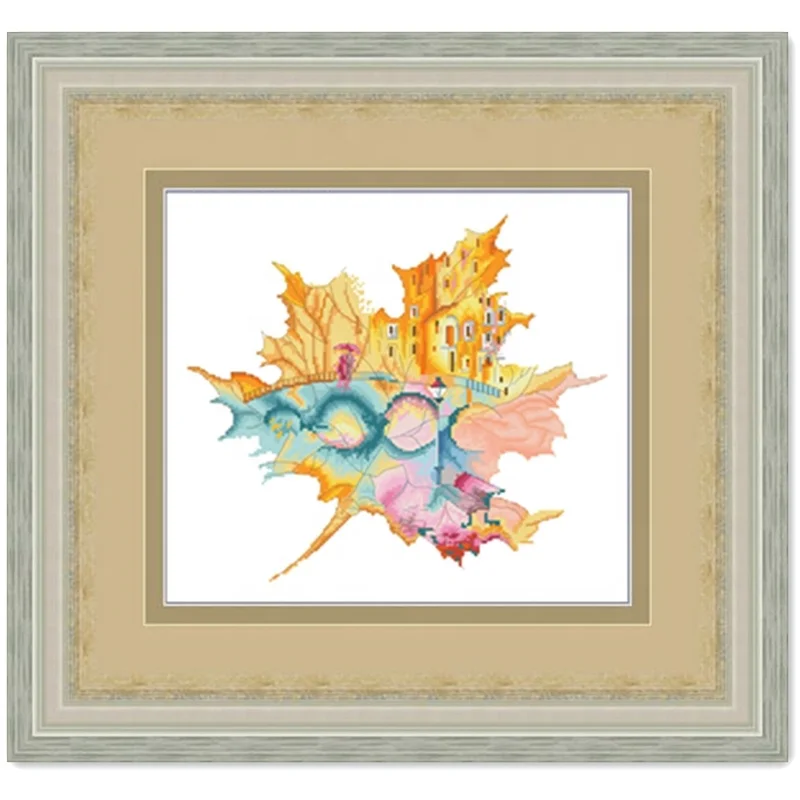 
DPC225 город в лист Набор для вышивания крестиком пакет aida 18ct 14ct 11ct белой ткани unprint парусиновая обувь с вышивкой 