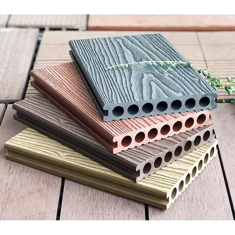 Custom resistant 3d embossed wood grain terrassendiele wpc flooring outdoor wooden plastic composite wpc decking panels price