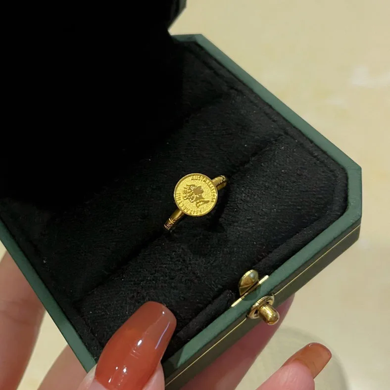 Luxury Fashion Pure 24K Gold Rings Women Ladies Female Bridal Engagement Wedding Ring Jewelry