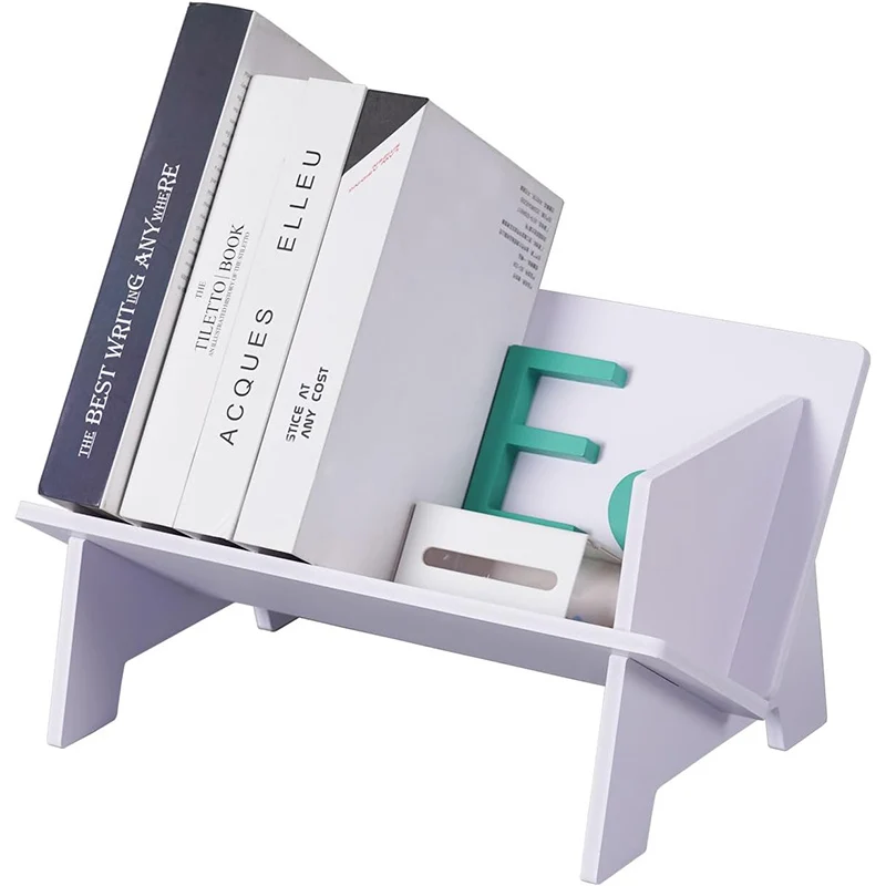 Desktop Small Bookshelf Organizer, Tabletop Mini Bookcase Desk Storage Magazine Holder CD Rack for Office Home