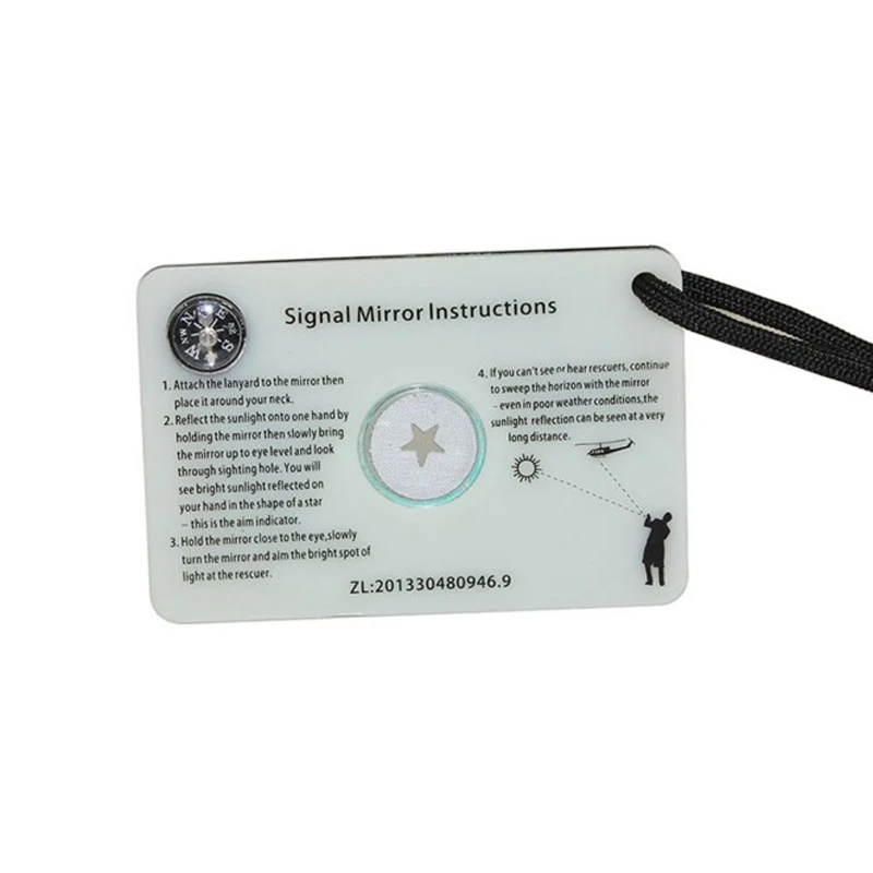 Outdoor Survival Emergency Plastic Signal Mirror With Thermometer for Camping