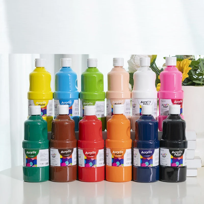Non-Toxic Acrylic Paint Set Includes 12 Colors and 250 mL High Coverage Capacity Pigment For Artist Art Painting
