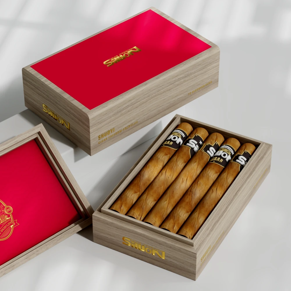 PVC Wooden custom cigar boxes cigar holder Storage Colorful custom cigar bands Box