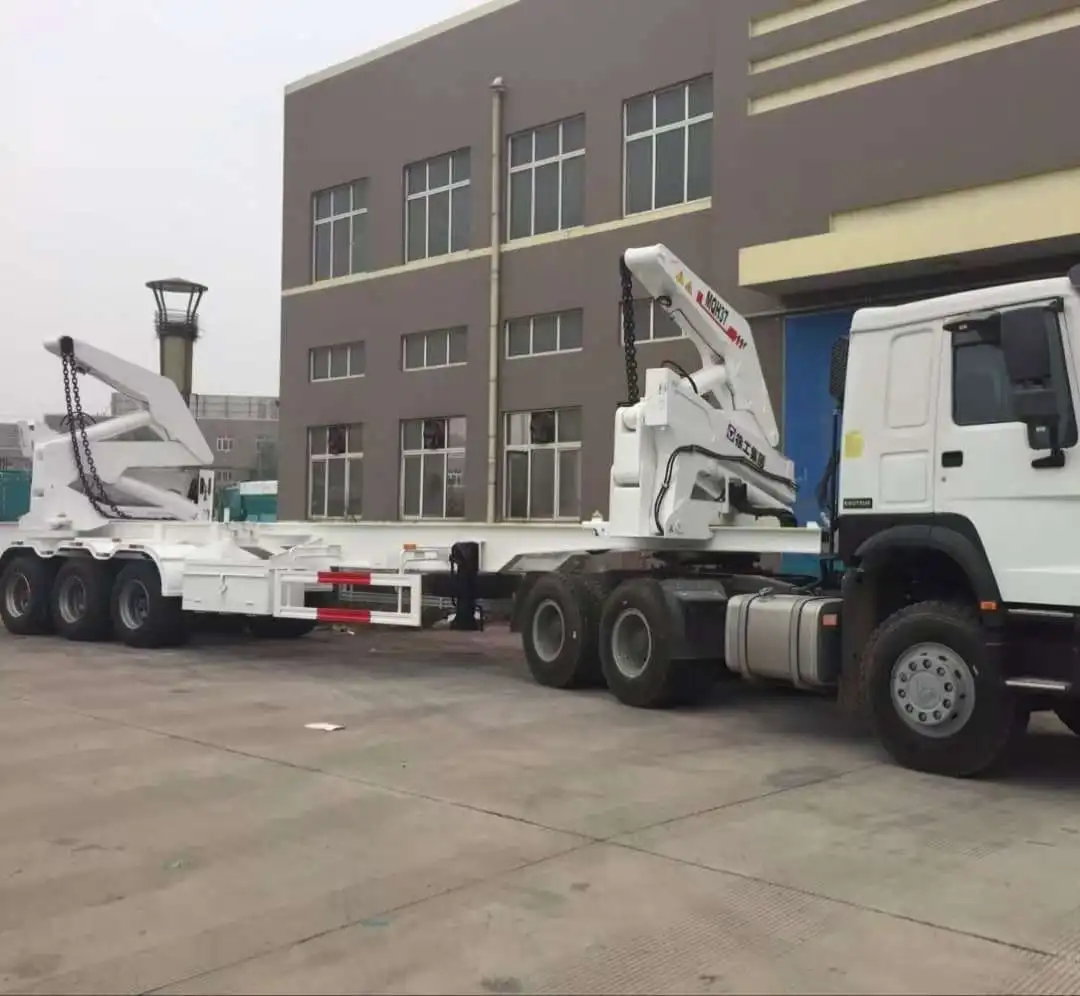 New Manufacturer 3 Axles 40FT Extendable Hydraulic Side Lifter Crane Trailer Self loader Container Trailer
