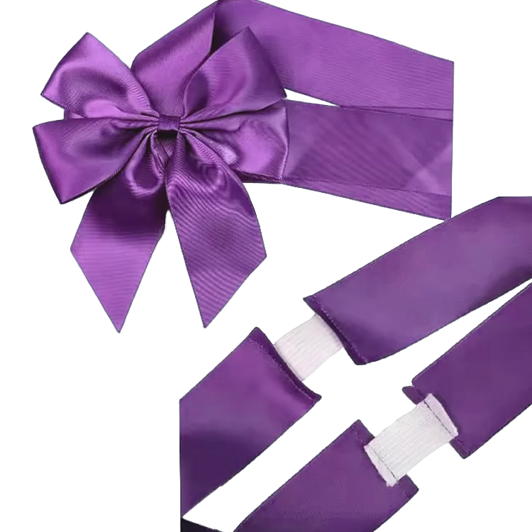 Custom Black Purple Gift Wrapping Pre Tied Wholesale Decorative Satin Tie Packing Ribbon Bows With Elastic Loop